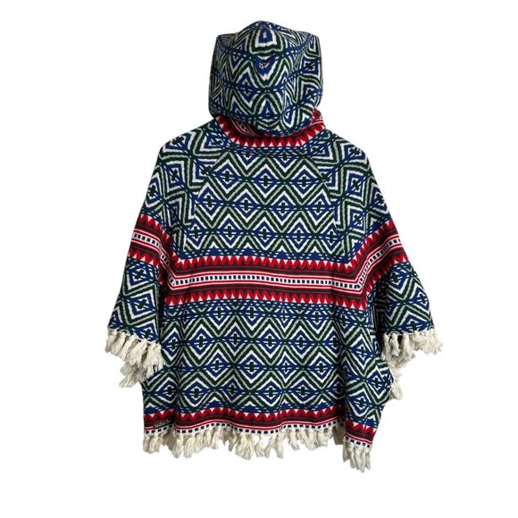 MATILDA JANE Hooded Fringe Poncho Boho Fair Isle Knit Cape Big Girl Size 14 - Picture 8 of 16
